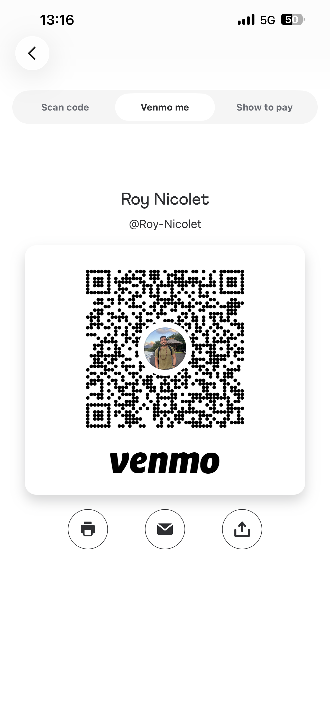 Venmo QR code for Roy Nicolet, @roy-nicolet